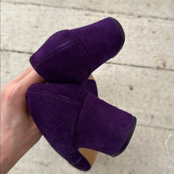 Vintage 60s Purple Suede Mod 8 Narrow Block Heel Shoes - Picture 6 of 6